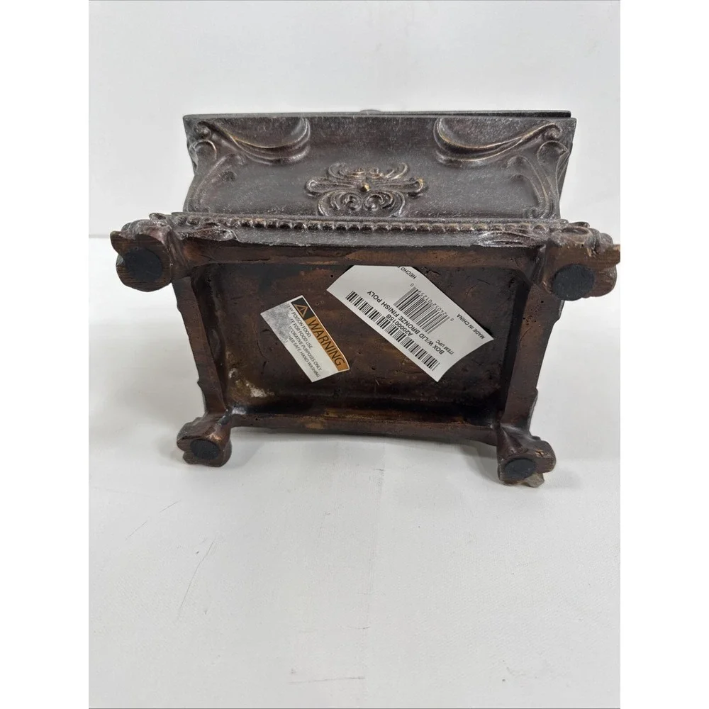 Jewelry Box W/Lid Bronze Finish‎ Polymer, Candy Dish, Multi Use.